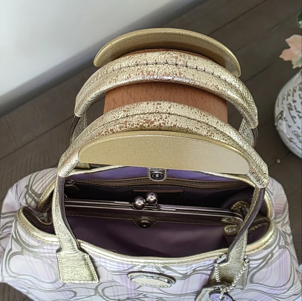 Coach Striped Tartan Plaid Carryall Shoulder Bag